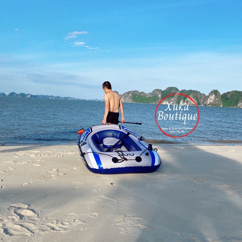 Thuyền Hơi Du Lịch, Xuồng Phao Chính Hãng Intime 400 Có Mái Chèo 4-5 người (TẶNG BƠM)