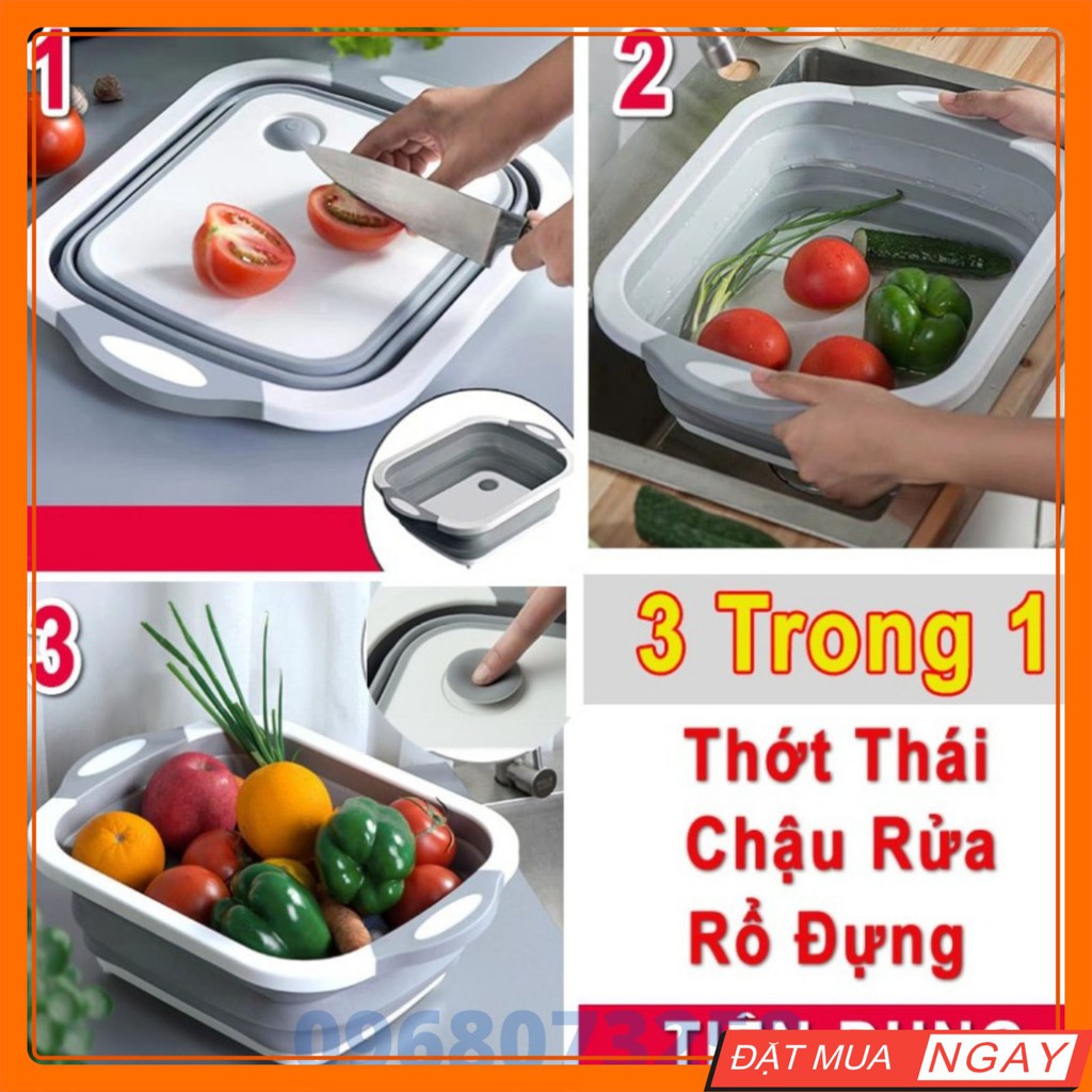 Bộ Thớt Kèm Chậu Gấp Gọn Đa Năng - Thớt Đa Năng Tiện Lợi Thông Minh 3in1