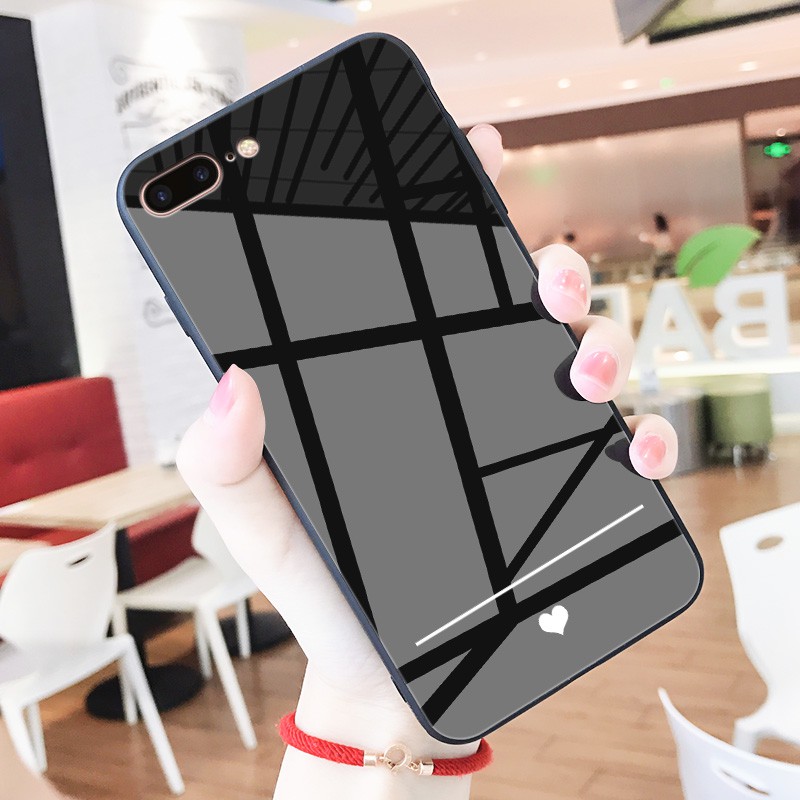 Ốp điện thoại mặt kính cường lực trên nền màu đen/trắng dành cho iphone 6 S 6S 6S 6S 6 6 6 7 8 PLUS XS MAX XR X  k169