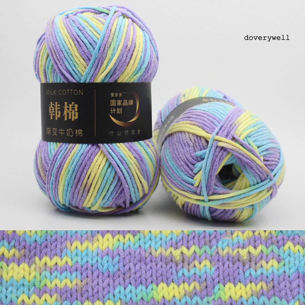 Cuộn len sợi cotton màu gradient tươi sáng tiện dụng