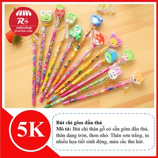 [XẢ HÀNG NGHỈ BÁN] Combo 5 Bút chì gôm đầu thú