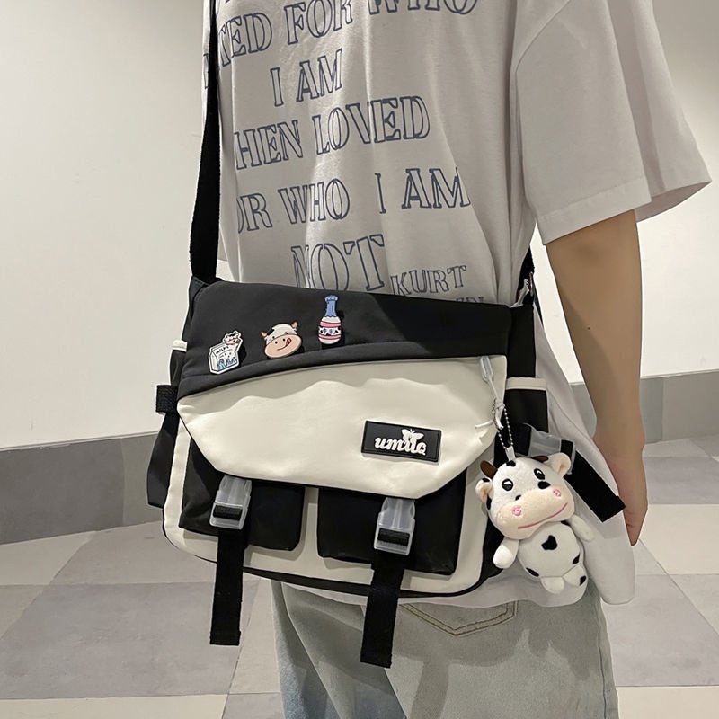 Túi Đeo Chéo Cỡ Lớn Màu Sắc Tương Phản Phong Cách Nhật Bản