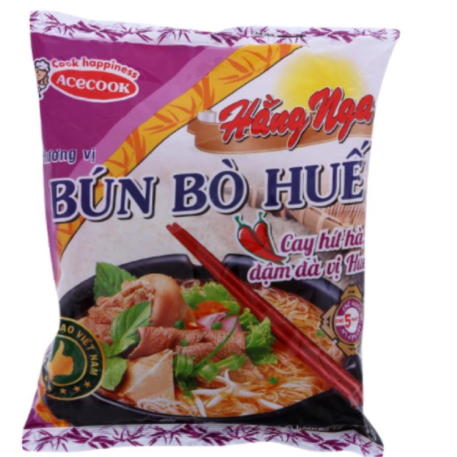 Bún Hằng Nga hương vị bò cay đậm đà gói 73g