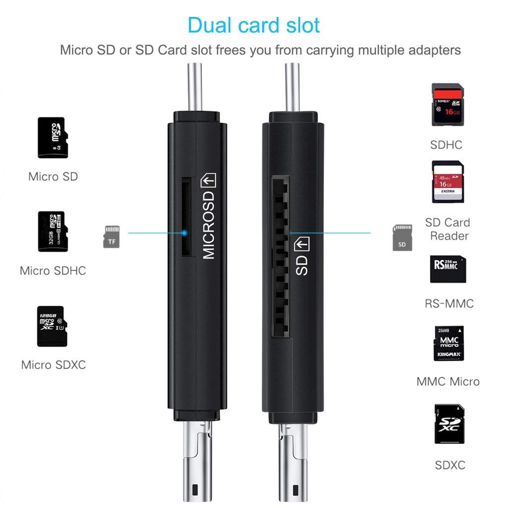 Đầu Đọc Thẻ Nhớ Micro USB 2.0 OTG 3 Trong 1 Hỗ Trợ TF SD SDHC SDXC