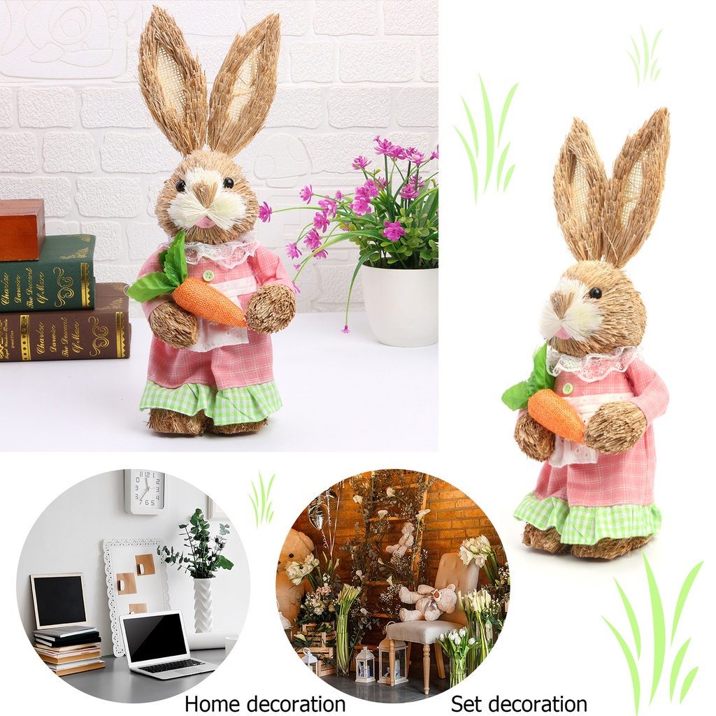 Easter Bunny Prop Trang trí phòng khách Mô phỏng Easter Bunny Lông thỏ Cỏ