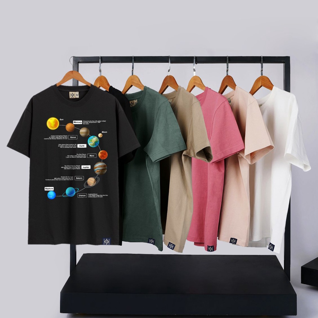 Áo thun unisex ngân hà phông nam nữ cổ tròn in hệ mặt trời phong cách streetwear phông local brand MVR KK3797