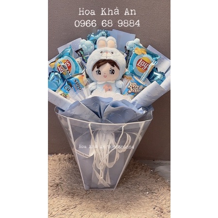 [Quà sinh nhật - Hoả tốc] Bó hoa bánh kẹo gấu bông cực xinh cho bé trai và bé gái. Nhiều tông màu.