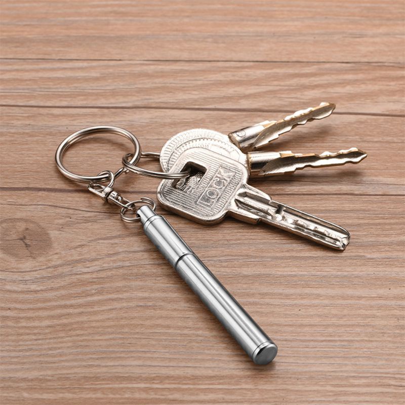 Bút Bi Bằng Thép Không Gỉ Thiết Kế Nhỏ Gọn Kèm Móc Treo Chìa Khóa Tiện Dụng