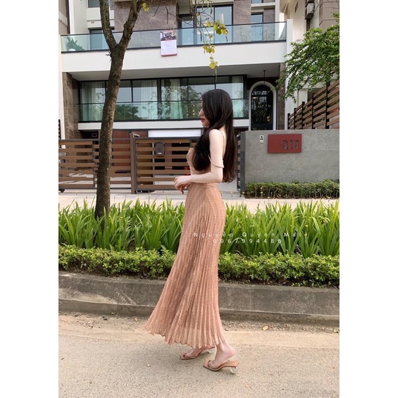 Váy đầm tiểu thư maxi 2 dây dáng dài thiết kế
