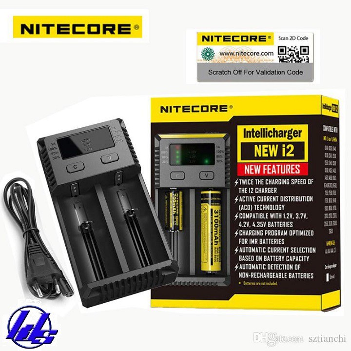 Máy sạc pin Nitecore NEW-I2 có màn hình LCD có dán tem chính hãng Nitecore - Loại không kèm pin