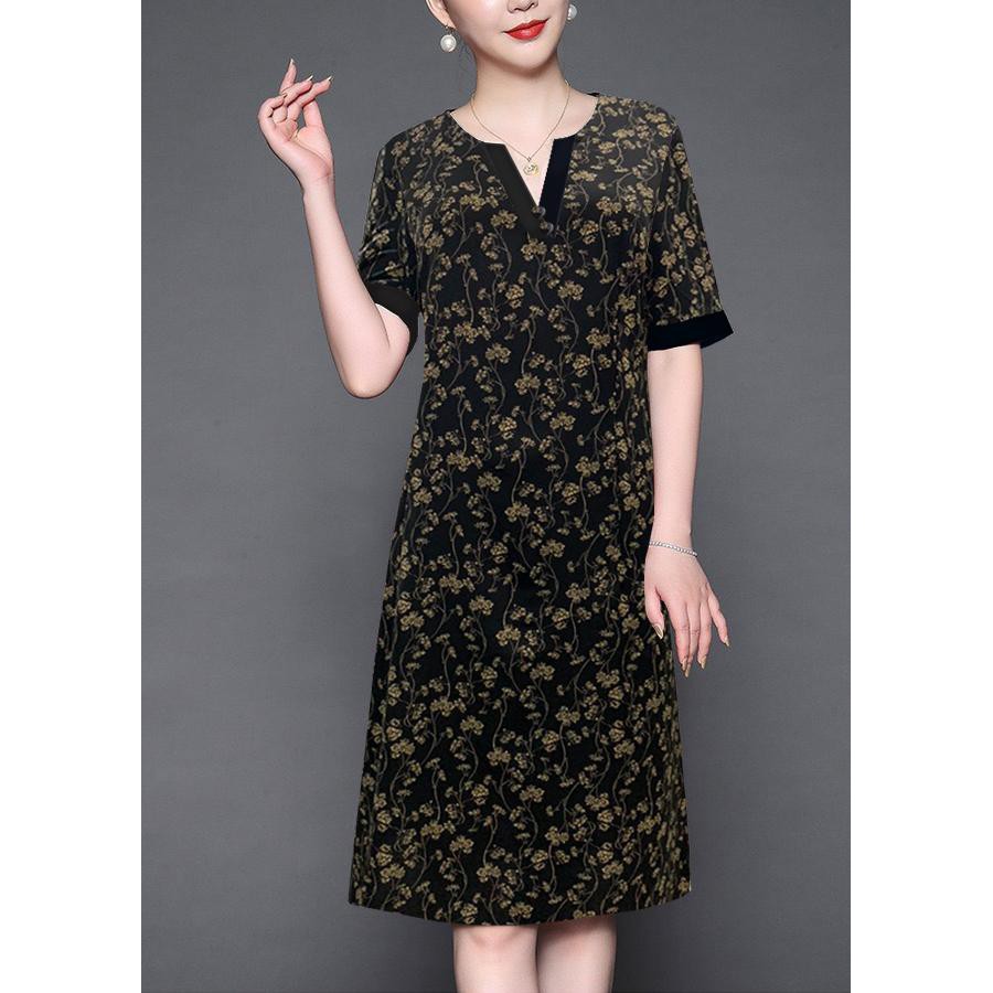 GOTI -Đầm Suông Tuổi Trung Niên Cao Cấp Tay Ngắn Vải Lụa, Có 2 Túi Cho Mẹ U50 U60 3286 3287 3291 3292