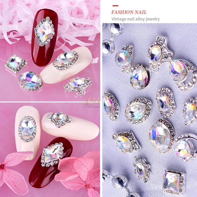 Charm đá trắng bạc-charm nail