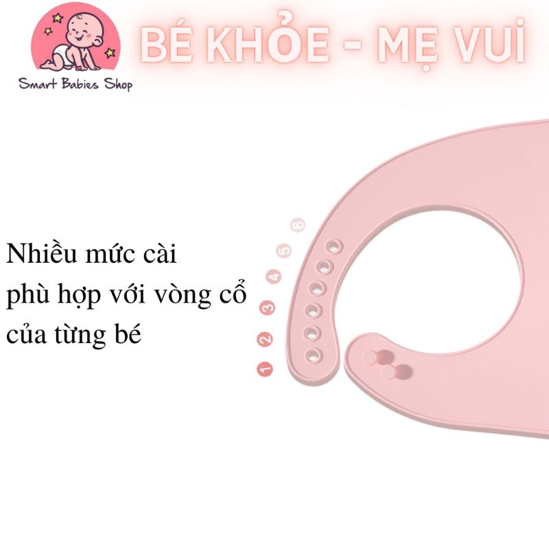 Yếm Ăn Dặm Silicon Siêu Mềm, Có Máng Hứng Đồ Ăn Tiện Lợi