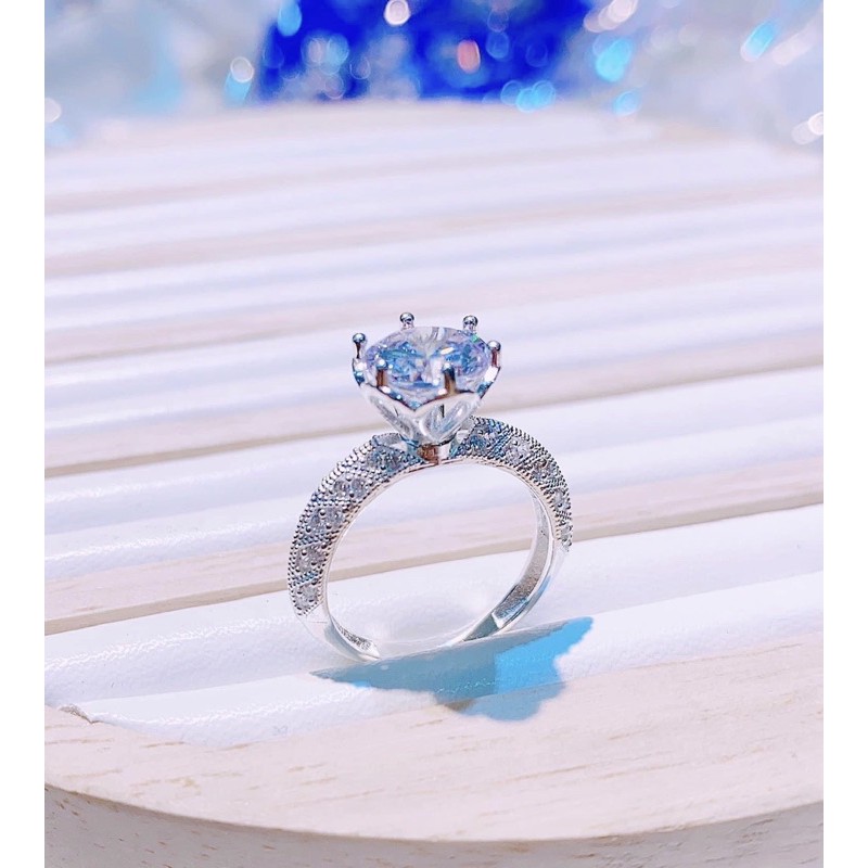 Nhẫn nữ bạc ta đá cao , dày dặn , sáng bóng sang chảnh - Vàng bạc Khải Khải