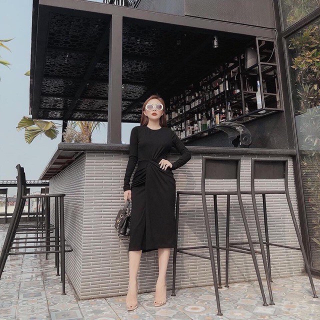 ⚡️SIÊU HOT ⚡️VÁY BODY LEN BOZIP TAY DÀI
