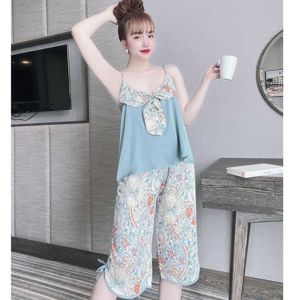 Đồ Ngủ Nữ, Đồ Ngủ Sexy lụa Latin cao cấp mềm mại xinh xắn &lt; 63KG