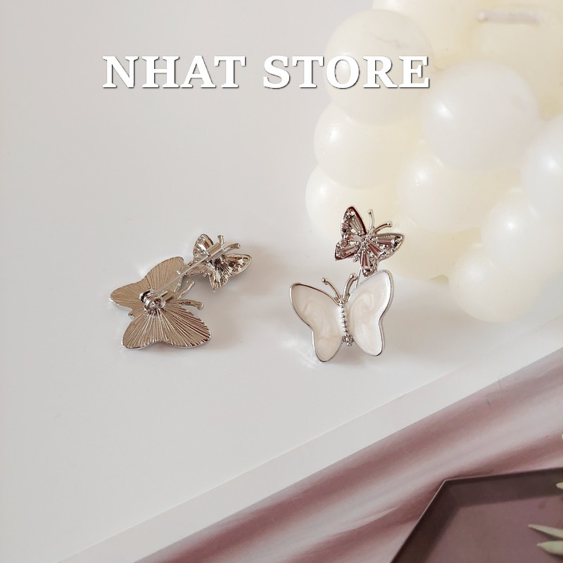Cài áo đính đá hình bướm, ghim cài vest nữ Nhat Store