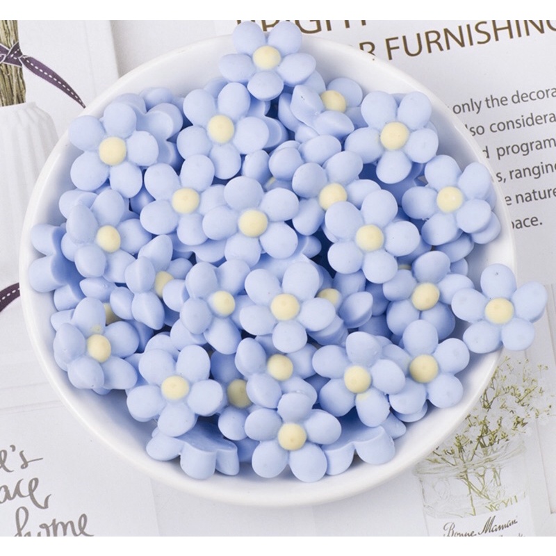 Charm bông hoa 5 cánh, đồ trang trí sổ, sticker nổi hình cute giá rẻ decor bàn học Baby Sociu