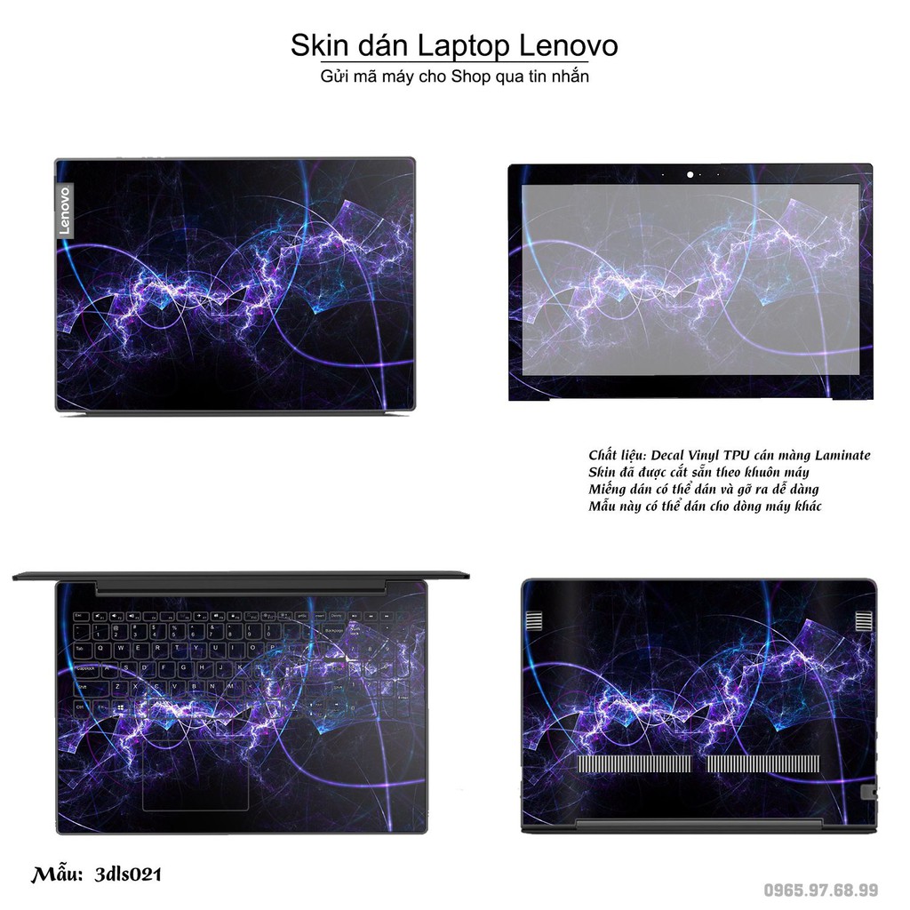 Skin dán Laptop Lenovo in hình 3D Image (inbox mã máy cho Shop)