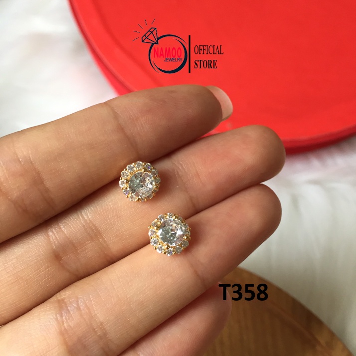 Khuyên Tai Đính Đá Nữ T358 nút nụ sát tai Namoo Jwelry