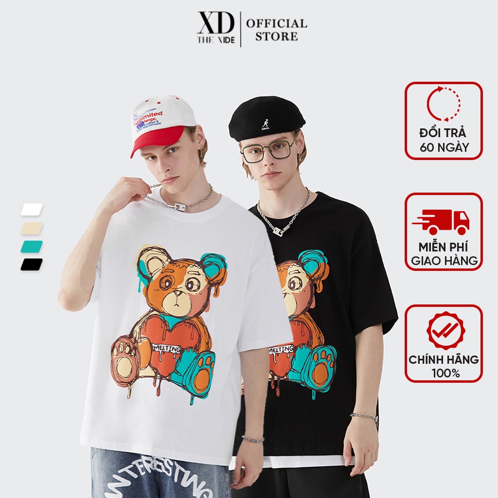 Áo thun nam in hình gấu năng động chất liệu cotton thoáng mát thấm hút mồ hôi The Xide