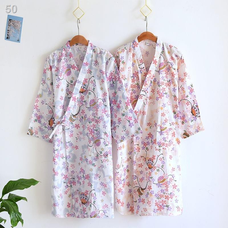 ngày -Kiểu dáng kimono, váy ngủ nữ , áo choàng tắm, tứ quý, bông gạc, suối nước nóng mùa hè và thu, quần xông