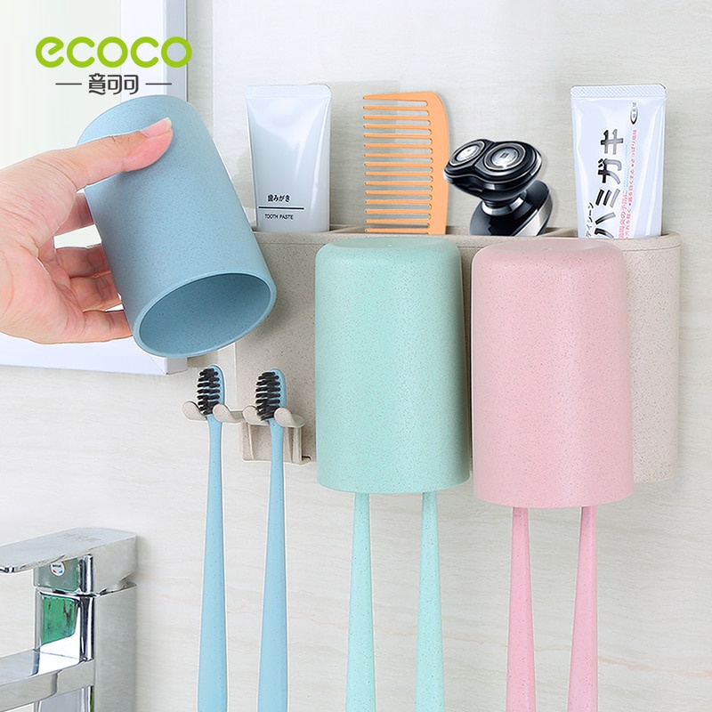 Giá treo bàn chải đánh răng gắn tường 2 / 3 / 4 cốc cho gia đình