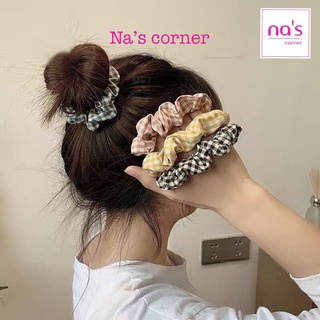 Thun cột tóc vải caro size nhỏ chun buộc tóc