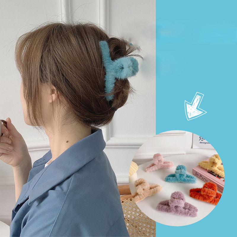 Kẹp tóc càng cua chất liệu lông mềm mịn thời trang hàn quốc