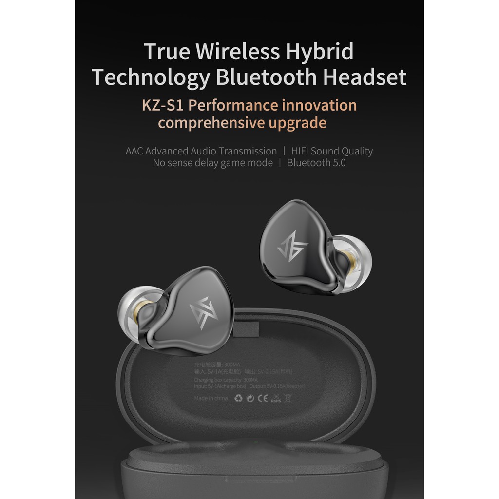Tai nghe nhét tai Kz S1D / Kz S1 Tws kết nối bluetooth 5.0 không dây ngăn tiếng ồn