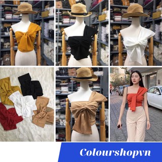 Áo croptop nữ lệch vai  dây thắt ngang ngực nhiều màu MSA161