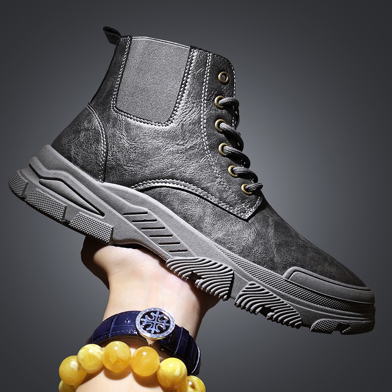 Giày bốt Chelsea cao cổ bằng da thời trang cho nam