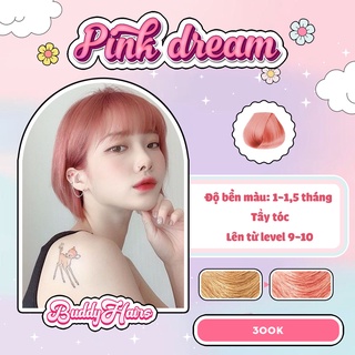 Thuốc nhuộm tóc màu HỒNG ĐÀO của Buddyhair,Buddyhairs tặng kèm 1 Thuốc tẩy tóc nhỏ 50k , găng tay , mũ trùm tiện lợi