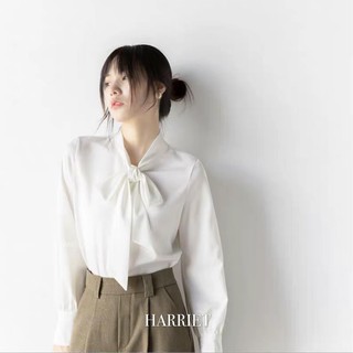 Áo sơ mi nữ trắng cổ nơ Bowtie Harriet
