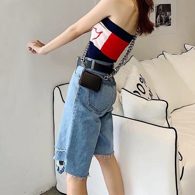 Quần Ngố BIG SIZE- LƯNG CAO - PHOM EO TO - Rách không co giãn