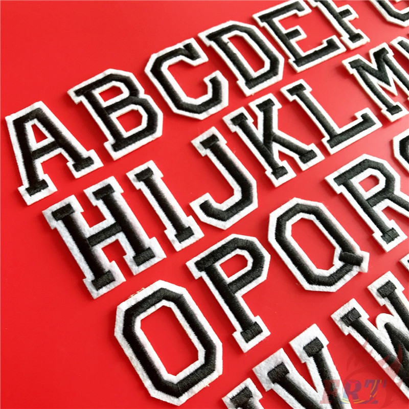 ☸ Black &amp; White Letters：Black Letter Iron-on Patch ☸ 1Pc Diy Sew on Iron on Badges Patches