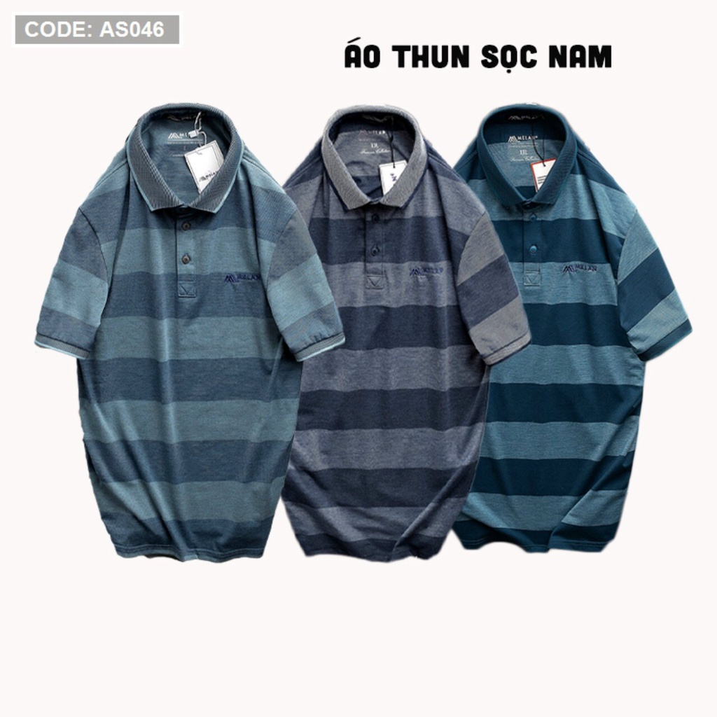 Áo thun nam trung niên sọc ngang cao cấp  -Chất liệu cotton cá sấu cao cấp - Form suông thoải mái
