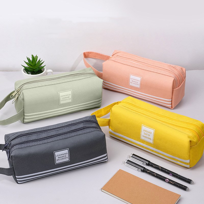 Túi Đựng Bút Bằng Vải Canvas Sức Chứa Lớn Đa Năng Di Động Cho Học Sinh