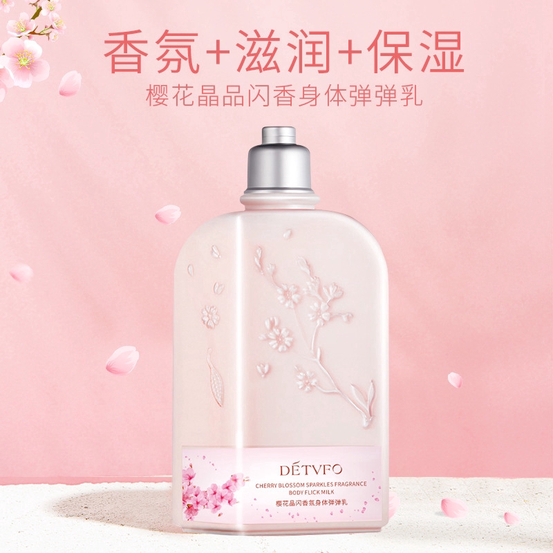 DETVFO® Make Up Cherry Blossom Body Lotion Crystal Flash Cherry Fragrance Long Lasting Moisturizing Body Lotion