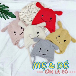 Nón, Mũ Len Cho Bé Giữ Ấm Hình Mặt Cười Có Dây Buộc (5 tháng - 3 tuổi)