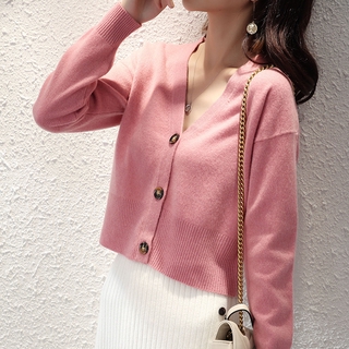 Mềm Áo Khoác Cardigan Dệt Kim Dáng Ngắn Thời Trang