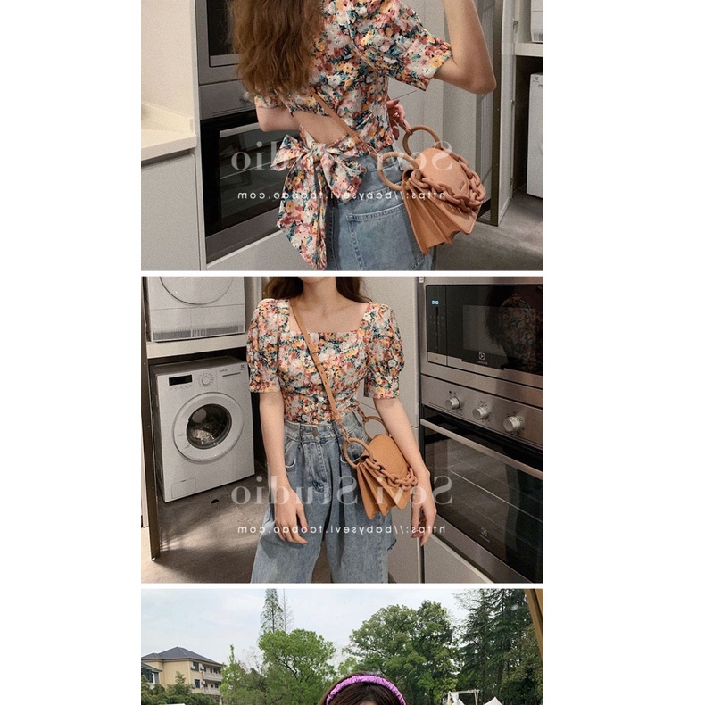 Áo Sơ Mi Ngắn Tay Họa Tiết Hoa Phong Cách retro Thời Trang Hàn Quốc