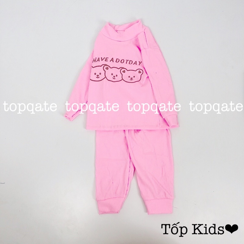 Bộ tăm dài tay cổ 3 phân cho bé trai, bé gái 6-18kg hình 3 chú gấu ngộ nghĩnh đáng yêu QATE084