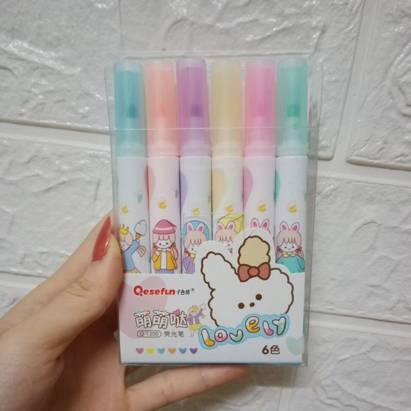 Set 6 BÚT NHỚ highlight nhiều màu sắc 1 ĐẦU tiện lợi