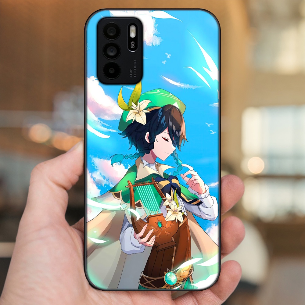 Ốp lưng Oppo Reno 6Z 5G viền đen in hình Venti Genshin Impact