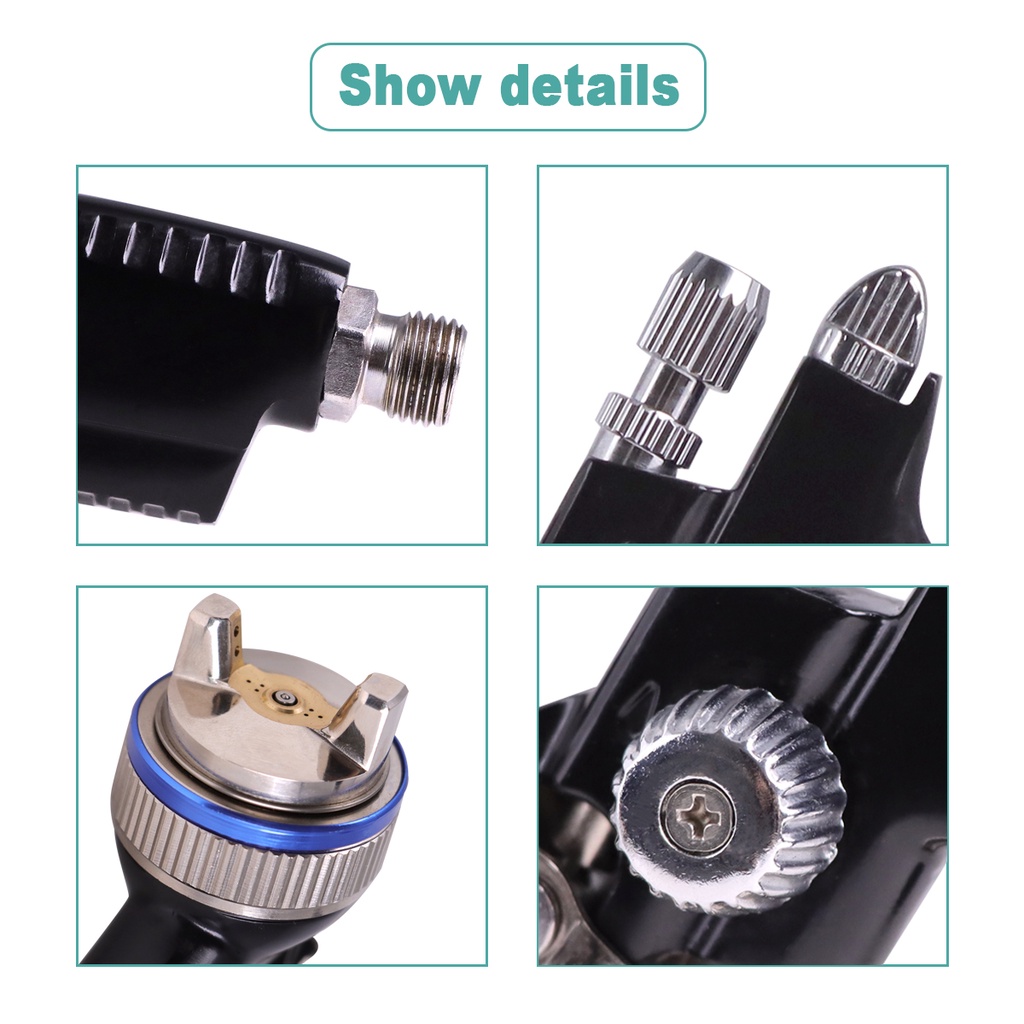 Súng phun sơn màu đen 1.3mm 600ml chuyên dụng
