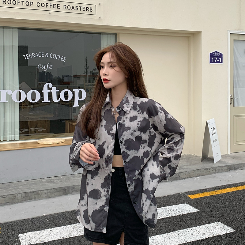 Áo Sơ Mi Nữ Tay Dài Dáng Rộng Phong Cách Retro Thời Trang