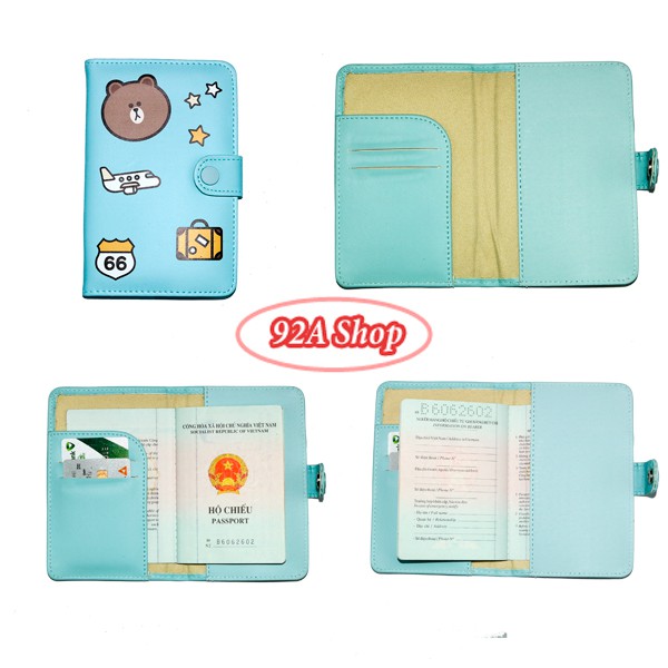 VỎ HỘ CHIẾU PASSPORT HOẠT HÌNH GẤU CUTE