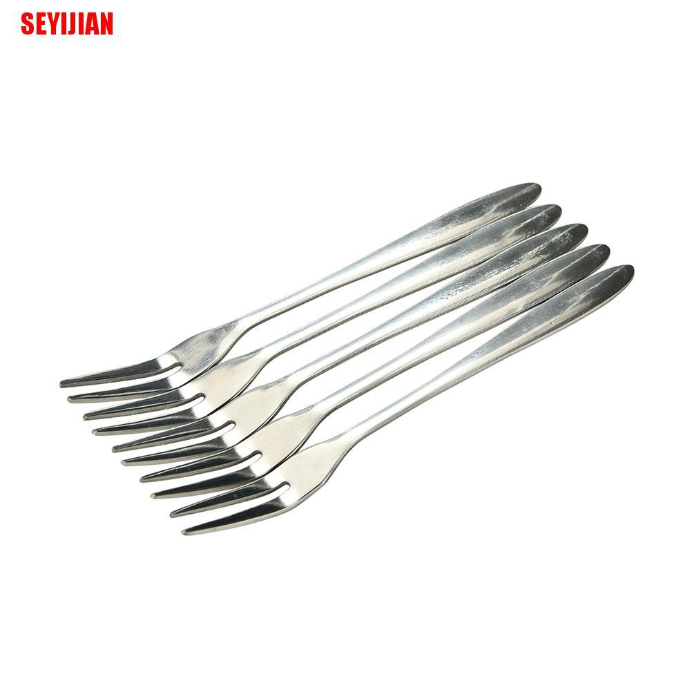 Set 5 / 10 Nĩa Ăn Trái Cây Hai Răng Bằng Thép Không Gỉ Cao Cấp