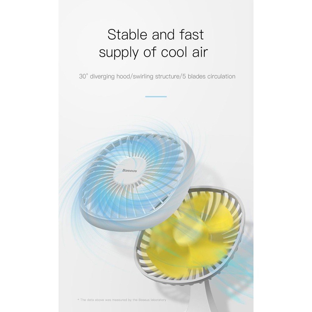 [Chính Hãng]ư Quạt mini để bàn Baseus Pudding-Shaped Fan (3 mức tốc độ - Mini USB Air Cooling Fan Clip Desk Fan)